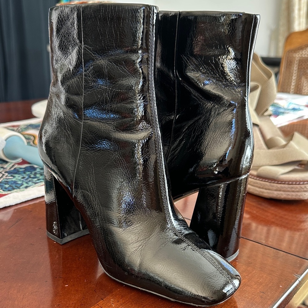 Sam Edelman Shiny Black Heeled Boots